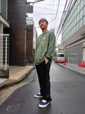 「MAGIC STICK（マジックスティック）のアイテム（帽子）」を使った、LHP福岡店 staffさん（メンズ・165cm）の秋コーディネート