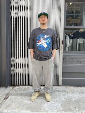 「メッシュキャップ」｜「アイテム（スウェットパンツ）」を使った、LHP福岡店 staffさん（メンズ・165cm）の春コーディネート