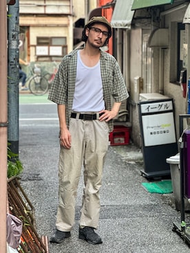 「カーキ」｜キアヌ/ Keanuさん（メンズ・186cm）の夏コーディネート