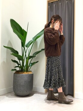 「ブラウンニット」｜「アイテム（ブーツ）」を使った、WA ORientalTRaffic mozoワンダーシティ店さん（レディース・160cm）の冬コーディネート