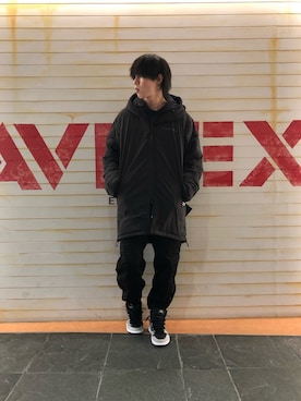 「AVIREX（アヴィレックス）のアイテム（ダウンジャケット/コート）」を使った、ふく。さん（メンズ・175cm）の冬コーディネート
