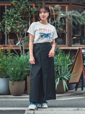 「KiU（キウ）のキウ 2wayウォータープルーフロンジーレインスカート 2ND（スカート、ブラック系）」を使った、KiU-officialさん（レディース・168cm）の夏コーディネート