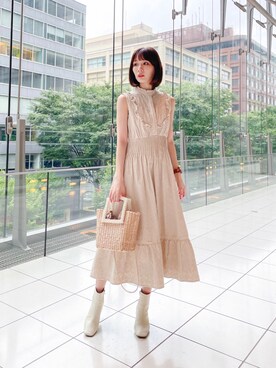 「STUDIOUS（ステュディオス）のアイテム（ブーツ）」を使った、末永みゆさん（レディース・162cm）の夏コーディネート