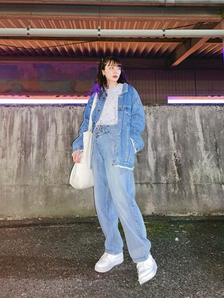Ameri（アメリ）の「CROSS FRONT PAPA DENIM（デニムパンツ）」 - WEAR