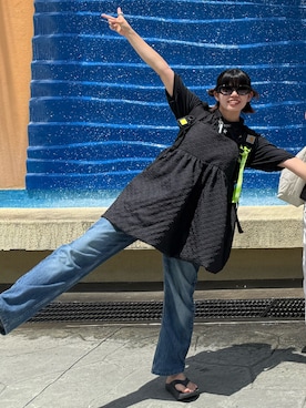「アイテム（バックパック/リュック）」を使った、年金さん（レディース・156cm）の秋コーディネート