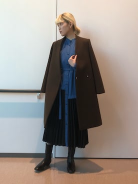 UNITED TOKYOのノーカラーコート（ブラウン系）を使ったレディース人気
