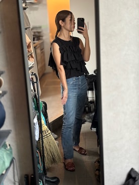 「Rirandture（リランドチュール）のアイテム（デニムパンツ）」を使った、Yuki Katagiriさん（レディース・160cm・30代）の夏コーディネート