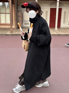 「ディズニー」｜「アイテム（ステンカラーコート）」を使った、ｍｏｅさん（レディース・160cm）の冬コーディネート