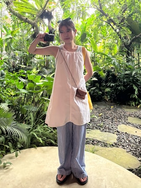 「H&M（エイチ・アンド・エム）のアイテム（パンツ）」を使った、Tokukoさん（レディース・155cm）の夏コーディネート