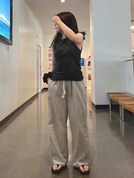 「アイテム（シュシュ、ブルー系）」を使った、Tokukoさん（レディース・155cm）の夏コーディネート