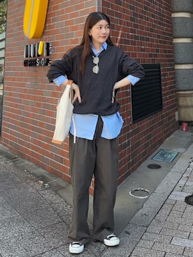 「アイテム（チノパンツ）」を使った、Tokukoさん（レディース・155cm）の秋コーディネート