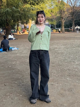 「Acne Studios（アクネストゥディオズ）のAcne Studios 2022 Vintage Black（デニムパンツ、ブラック系）」を使った、Tokukoさん（レディース・155cm）の冬コーディネート