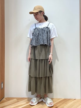 「サマンサ モスモス(Samansa Mos2)」｜「アイテム（キャップ）」を使った、arisaさん（レディース・161cm）の夏コーディネート