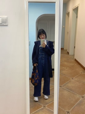 「FRAMeWORK（フレームワーク）のアイテム（オールインワン・サロペット）」を使った、アカネさん（レディース・153cm）の冬コーディネート