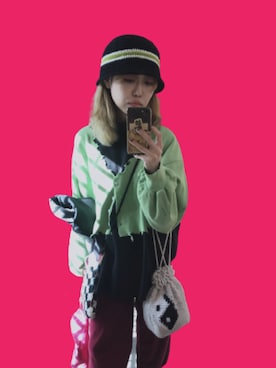 「handmade」｜「アイテム（ハンチング/ベレー帽）」を使った、konabeさん（レディース・153cm）の秋コーディネート