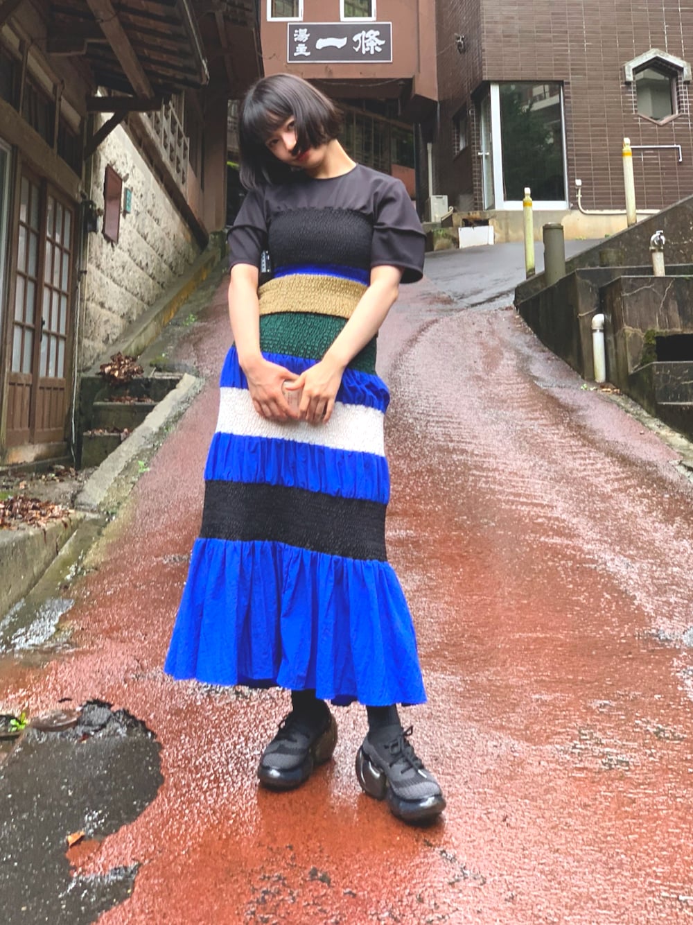 UN3D.（アンスリード）の「MULTI COLOR SHIRRING OP（ワンピース