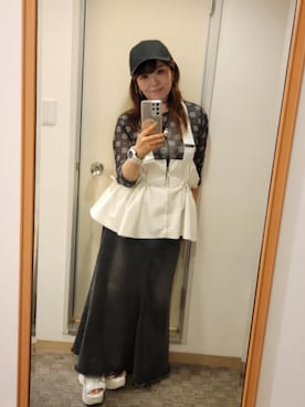 「アイテム（キャップ）」を使った、atsukoさん（レディース・157cm・40代）の夏コーディネート