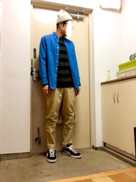 「FINAL HOME（ファイナルホーム）のアイテム」を使った、えんぴつ ペンシルさん（メンズ・174cm）の春コーディネート