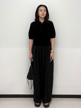 「OPAQUE.CLIP（オペークドットクリップ）のクロスベルトデザインサンダル（サンダル）」を使った、Hazukiさん（レディース・166cm）の春コーディネート