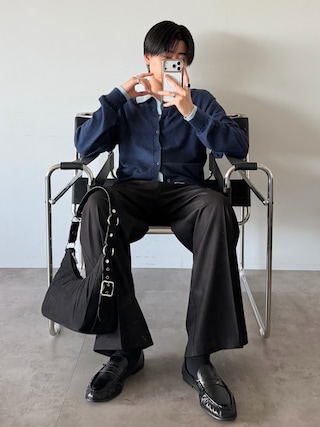 「SELLE GLANT（セレグランテ）のLAYERED STYLE HIGHGAGE KNIT SHIRT/レイヤードスタイルハイゲージニットシャツ（ニット/セーター）」を使った、syogoさん（メンズ・180cm）の秋コーディネート