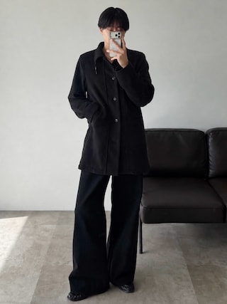 「muas（ムアス）のWool blend Multineck-Halfcoat / ウールブレンドマルチネックハーフコート（ダウンジャケット/コート）」を使った、syogoさん（メンズ・180cm）の秋コーディネート