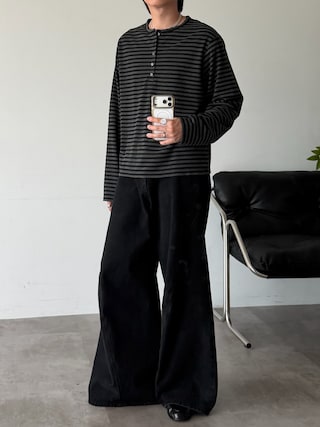 「SELLE GLANT(セレグランテ)のHENRY NECK SLUB LONG SLEEVE T-SHIRT / ヘンリーネックスラブロングTシャツ(Tシャツ/カットソー)」を使った、syogoさん(メンズ・180cm)の夏コーディネート