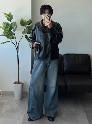 「SELLE GLANT（セレグランテ）のDOUBLE-BREASTED SMOOTH CLOTH PEACOAT/ダブルブレストスムースクロスPコート（テーラードジャケット）」を使った、syogoさん（メンズ・180cm）の秋コーディネート