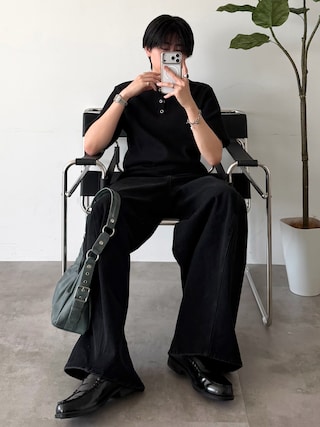 「selle glant（セレグランテ）のSIDE DESIGN TUCK HALF MOON BAG/サイドデザインタックハーフムーンバッグ（ハンドバッグ）」を使った、syogoさん（メンズ・180cm）の春コーディネート