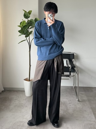 「SELLE GLANT(セレグランテ)のBASIC HIGH-GAUGE KNIT POLO/ベーシックハイゲージニットポロ(ニット/セーター)」を使った、syogoさん(メンズ・180cm)の秋コーディネート