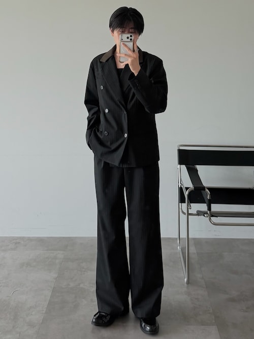 「SELLE GLANT（セレグランテ）のDOUBLE-BREASTED TAILORED DESIGN JACKET / ダブルブレストテーラードデザインジャケット（テーラードジャケット）」を使った、syogoさん（メンズ・180cm）の秋コーディネート