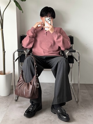 「SELLE GLANT(セレグランテ)のBASIC HIGH-GAUGE KNIT POLO/ベーシックハイゲージニットポロ(ニット/セーター)」を使った、syogoさん(メンズ・180cm)の秋コーディネート