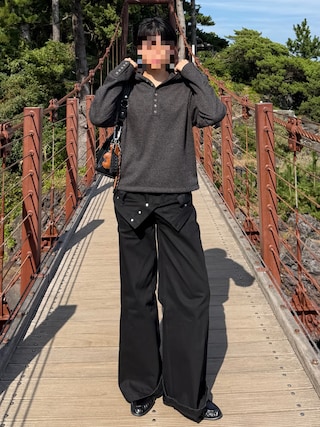 「SELLE GLANT(セレグランテ)のMELANGE RIB HENLEY NECK HOODIE/メランジリブヘンリーネックフーディー(パーカー)」を使った、syogoさん(メンズ・180cm)の秋コーディネート