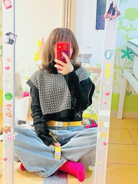 「MERLOT（メルロー）のアイテム（デニムパンツ）」を使った、こにーさん（レディース・153cm）の春コーディネート