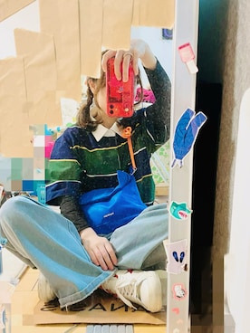 「MERLOT（メルロー）のアイテム（デニムパンツ）」を使った、こにーさん（レディース・153cm）の春コーディネート