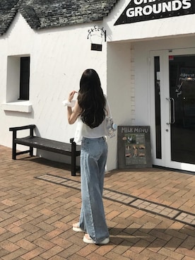 「H&M（エイチ・アンド・エム）のアイテム（パンツ）」を使った、momoさん（骨格ナチュラル・レディース・158cm）の夏コーディネート