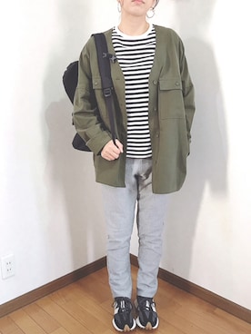 「antiqua（アンティカ）のアイテム（ノーカラージャケット）」を使った、あゆさん（レディース・157cm）の秋コーディネート