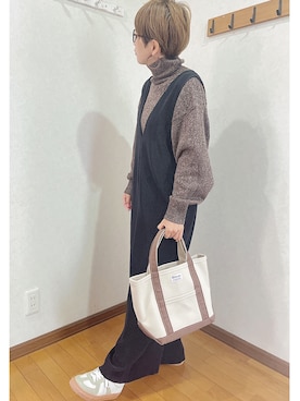 「オリエンタルトラフィック」｜「アイテム（オールインワン・サロペット）」を使った、あゆさん（レディース・157cm）の秋コーディネート