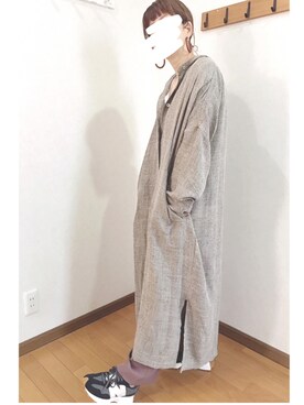 「antiqua」｜「アイテム（シャツワンピース）」を使った、あゆさん（レディース・157cm）の秋コーディネート