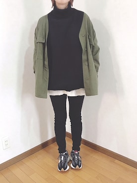 「黒スキニー」｜「アイテム（ノーカラージャケット）」を使った、あゆさん（レディース・157cm）の秋コーディネート