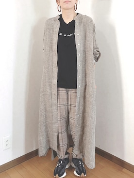 「GUコーデ」｜「アイテム（シャツワンピース）」を使った、あゆさん（レディース・157cm）の秋コーディネート