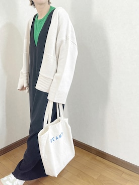 「春ニット」｜「アイテム（サロペット/オーバーオール）」を使った、あゆさん（レディース・157cm）の春コーディネート