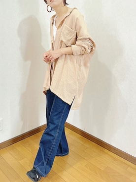 「Chillfar（チルファー）のアイテム（デニムパンツ）」を使った、あゆさん（レディース・157cm）の夏コーディネート