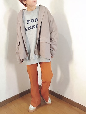 「レンガ色」｜「アイテム（グレー系）」を使った、あゆさん（レディース・157cm）の冬コーディネート