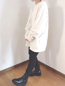 「antiqua」｜「アイテム（スウェット）」を使った、あゆさん（レディース・157cm）の冬コーディネート