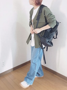 「antiqua（アンティカ）のアイテム（ノーカラージャケット）」を使った、あゆさん（レディース・157cm）の春コーディネート