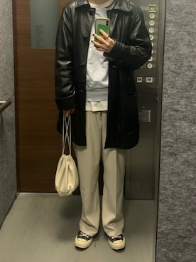 「チャックテイラー」｜「アイテム（その他アウター）」を使った、Aさん（レディース・166cm）の冬コーディネート