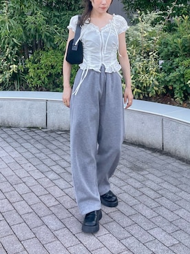 「アイテム（スウェットパンツ）」を使った、𝕂𝔼𝕀𝕂𝕆さん（レディース・160cm）の秋コーディネート
