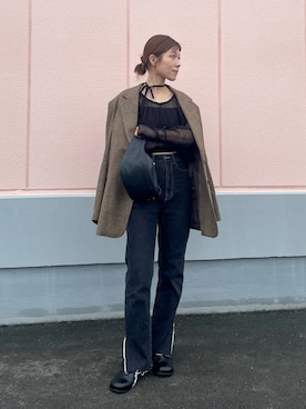 「アイテム（スリッポン）」を使った、𝕂𝔼𝕀𝕂𝕆さん（レディース・160cm）の秋コーディネート