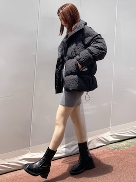 「EMODA」｜「アイテム（ダウンジャケット/コート）」を使った、EMODA Official_STAFFさん（レディース・160cm）の冬コーディネート