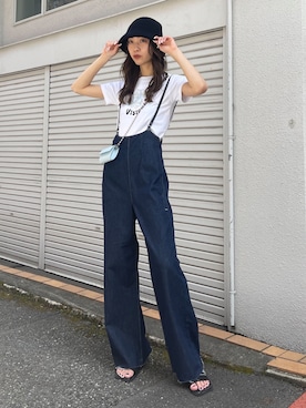「EMODA」｜「アイテム（サロペット/オーバーオール）」を使った、EMODA Official_STAFFさん（レディース・165cm）の夏コーディネート